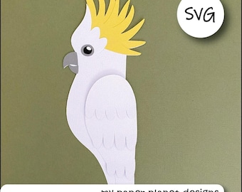 SVG Cockatoo, DIY Digital layered cutting files for papercraft, cardstock.