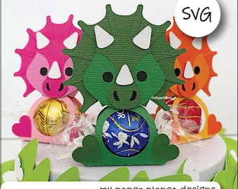 SVG Dinosaur Lollipop holders and Cupcake Topper, DIY Digital layered cutting files for papercraft, cardstock. Chocolate holder.