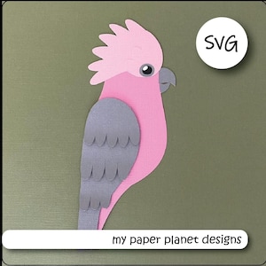 SVG Galah, Pink Cockatoo, DIY Digital layered cutting files for papercraft, cardstock.