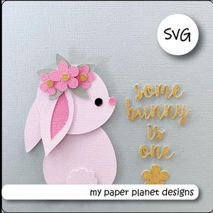 SVG Hase Kartendesign, DIY Digitale Schnittdateien für Papier, Karton. Mancher Hase ist eins zum Basteln von Ostern.