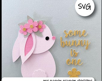 SVG Bunny card design, DIY Digital layered cutting files for papercraft, cardstock. Easter crafts, some bunny is one.