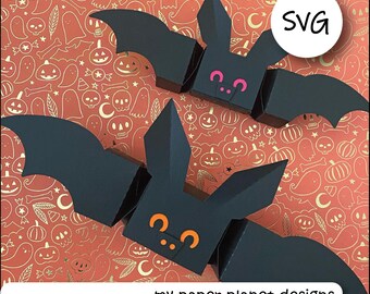Bat twist cracker gift box bon-bon, Halloween treats, Digital cutting files for papercraft, cardstock.