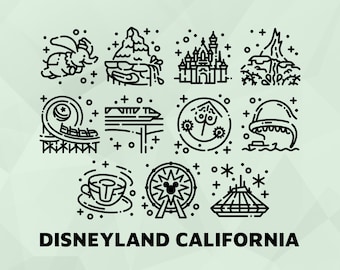 Disneyland California Adventure 11 Theme Parks Icon SVG Bundle