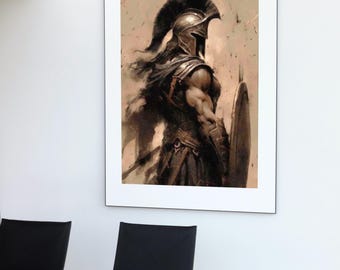 AI Generated Warrior Print, Modern Wall Art (Digital Download)