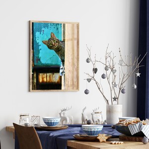 Peeking Cat Digital Print, Funny Wall Art (Digital Download) image 2
