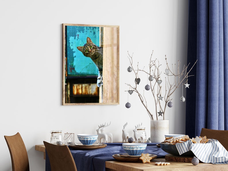 Peeking Cat Digital Print, Funny Wall Art (Digital Download) image 2