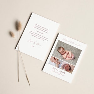 A6 Printed Newborn Thank You Card / Double Sided / Envelopes Included / Available in PDF Printable