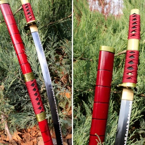 Cosplay uit één stuk Roronoa Zoro-zwaard, anime-katanazwaard, handgemaakt echt Japans samoeraizwaard met volledige tang, cadeau