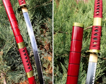 Cosplay One Piece Roronoa Zoro Sword, Anime Katana Sword, Handmade Real Japanese Samurai Sword Full Tang, Gift