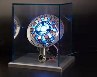Arc Reactor 1:1 Ratio, Vibration Sensing, LED Light, with Display Case for Collections, USB Connection