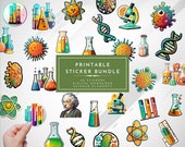 30 Science Elements Stickers, Teacher Resources, Planner Decoration (Digital Download)