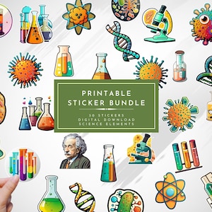 30x adesivos de elementos científicos para impressão, download digital, recursos para professores para impressão, adesivos de planejador, 'adesivos, clipart científico