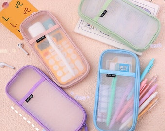 Transparent Large Capacity Pen Pencil Case Box School Stationery Cosmetic Bag