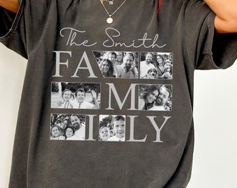 Camiseta personalizada con foto familiar, camiseta vintage de algodón personalizada