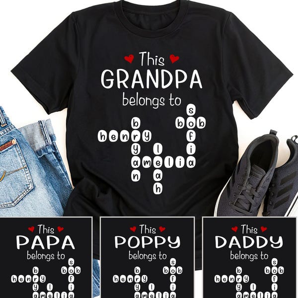 Personalized Grandpa Shirt, This Grandpa Belongs To Tee, Custom Papa Shirt, Grandkids Name Gift