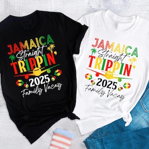 Jamaica Straight Trippin Jamaica Vacation 2025 T-Shirt, Jamaica Family Trip Party Shirt, Group Matching Shirt