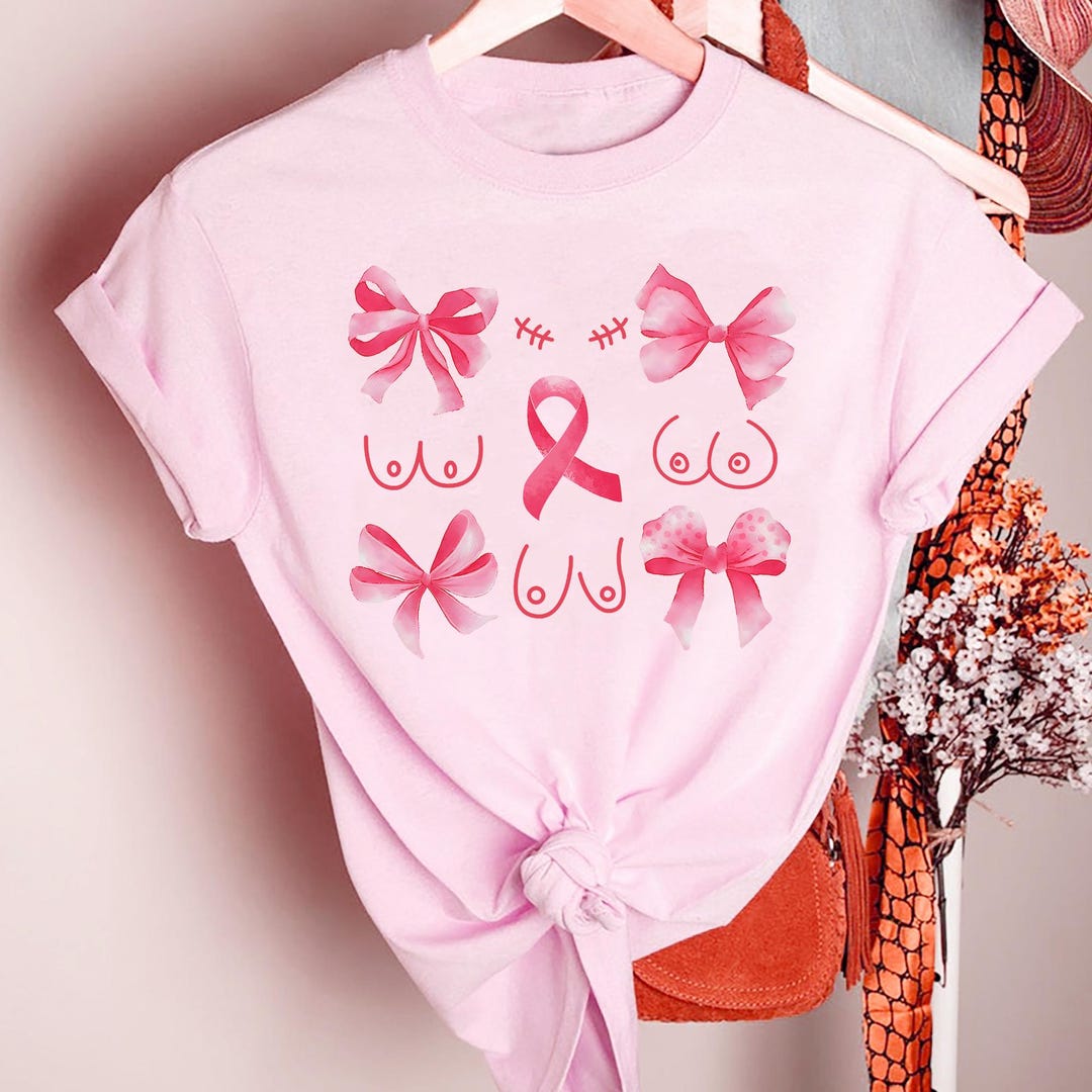 Breast Cancer Awareness Bows T-shirt, Pink Ribbon Gift - Etsy