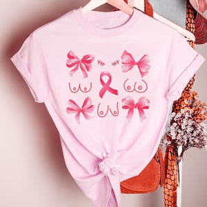 Breast Cancer Coquette Bows Shirt, Pink Ribbon, Motivational Gift, Breast Cancer Awareness, Breast Cancer Support Gift