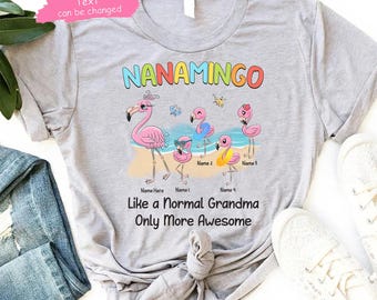 Camiseta personalizada de flamenco para abuela, camiseta de algodón Nanamingo