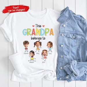 Personalized This Grandpa Belongs To Drawing Shirt, Custom Photo Face Shirt, Kid Photo Shirt Gift For Grandpa Papa