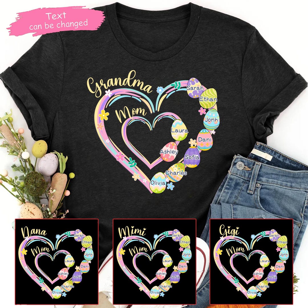Grandma is The Heart of the Family T Shirt White Short-Sleeve Unisex Grandmother Tee Shirt main image 0