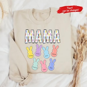 Easter Mama Shirt, Personalized Mom Shirt With Kids Names, Personalized Mom Gift, Easter Gift for Mom, Custom Easter Shirt, Easter Mom Shirt
