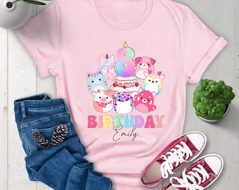 Personalized Squishmallow Birthday Shirt, Squishmallow Party Shirt,  Family Birthday Matching Shirt, Custom Squishmallow Birthday Girl Shirt