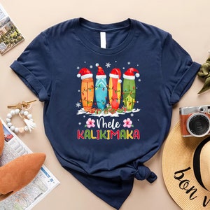 Mele Kalikimaka Shirt, Hawaii Christmas Shirt, Beach Christmas Shirt, Surfboard Christmas T-Shirt