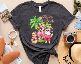 Weihnachten auf dem Strand Shirt, Weihnachtspalme Shirt, 2023 Weihnachtst-shirt, 2023 Tropische Weihnachtsoutfits, Florida Hawaii Weihnachten Tshirt