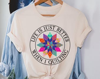 Quilting Life Cotton T-Shirt, Sewing Lover Gift