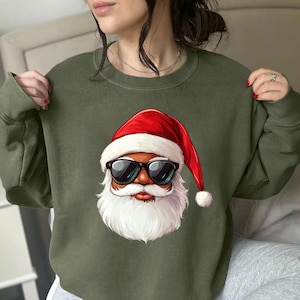 ブラックサンタスウェットシャツ、かわいいアフリカ系アメリカ人のサンタクロースクリスマスシャツ、アフリカ系アメリカ人のクリスマスTシャツクリスマスギフト