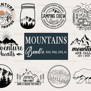 Mountain SVG, PNG. mountain svg, nature svg, camping svg, bear svg, outdoor svg. travel landscape svg svg, Svg file for Cricut