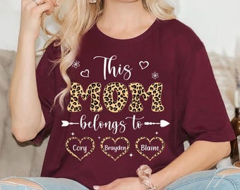 Gepersonaliseerde moedershirt, aangepaste kindernamen, Moederdagcadeau