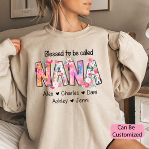 Custom Blessed To Be Called Nana Shirt, Personalized Grandma Shirt, Floral Nana T-Shirt, Nana Shirt with Grandkids Names, Mother&#39;s Day Gift