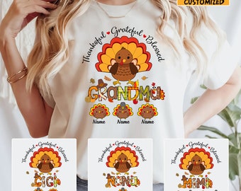 Personalized Thanksgiving Grandma Shirt, Custom Nana Mimi Shirt