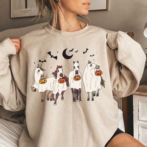 Ghost Horse Sweatshirt, Horse Halloween, Spooky Horse Halloween Gifts, Horse Lover Gift