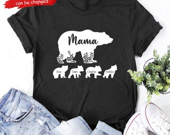 Personalized Mama Bear Shirt Kids Names Stock Illustration 2614888943