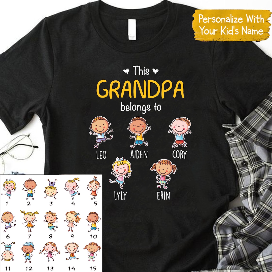 Personalized Grandpa T-Shirt, Custom Grandchild Names Gift