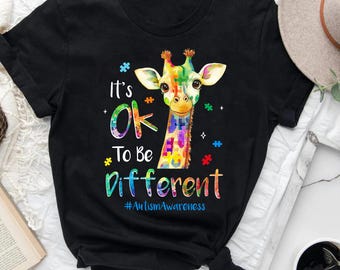 Giraffe Autismus Bewusstsein Shirt, Akzeptanz für Neurovielfalt