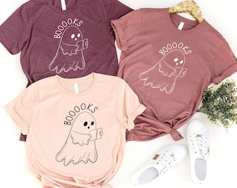 Booooks Ghost Reading Shirt, Halloween Librarian Gift