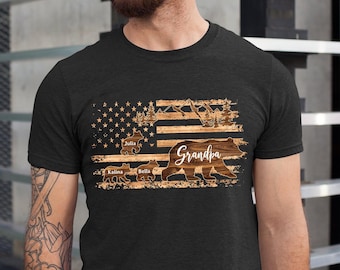 Personalized Papa Bear Flag Shirt, Father's Day Gift