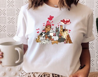 Camisa de algodón para San Valentín con diseño de perro, regalo para amantes de los perros