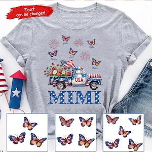 Personalized Grandma 4th of July Shirt, Grandma Floral Truck 4th of July Shirt, Grandma Patriotic Truck Shirt, 4th July Shirt Gift Mimi Nana