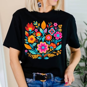 Mexikanische Blume T-Shirt, Cinco de Mayo Blumen T-Shirt, Blumen-Liebhaber-Shirt, mexikanische Blume, Mutter Geschenk