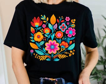 Mexican Floral T-Shirt, Cinco de Mayo Shirt, Flower Lover Gift