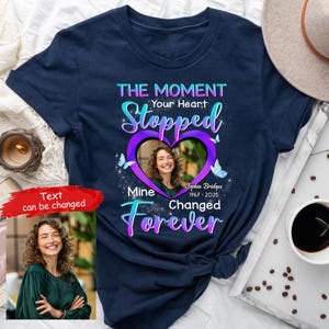 Personalisiertes Erinnerungs-T-Shirt, kundenspezifisches Foto- und Namen-Gedenkgeschenk-Shirt, in liebevoller Erinnerung personalisiertes T-Shirt