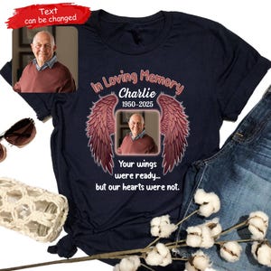 Personalized in Loving Memory Family Loss T-Shirt, Custom Photo and Name Memorial Shirts Picture Rest in Peace