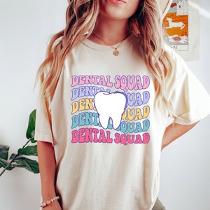 Camiseta de equipo dental, camiseta de asistente dental, camisetas de dentista, regalo de higienista dental, camisetas dentales para mujeres