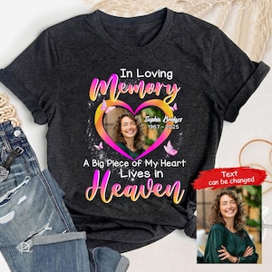 In liebevoller Erinnerung personalisiertes T-Shirt, Trauerbeileidsgeschenke für den Verlust der Familie, individueller Name und Datum Gedenkshirt