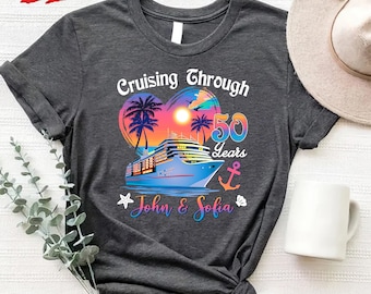 Custom Anniversary Cruise Shirt, Couple Matching Cotton Tee